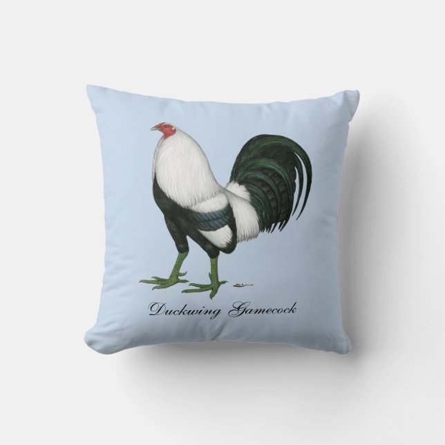 Gamecock Silver Duckwing Throw Pillow (Front)