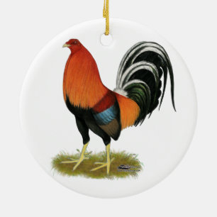 Gamecock Wheaten Rooster Ceramic Ornament