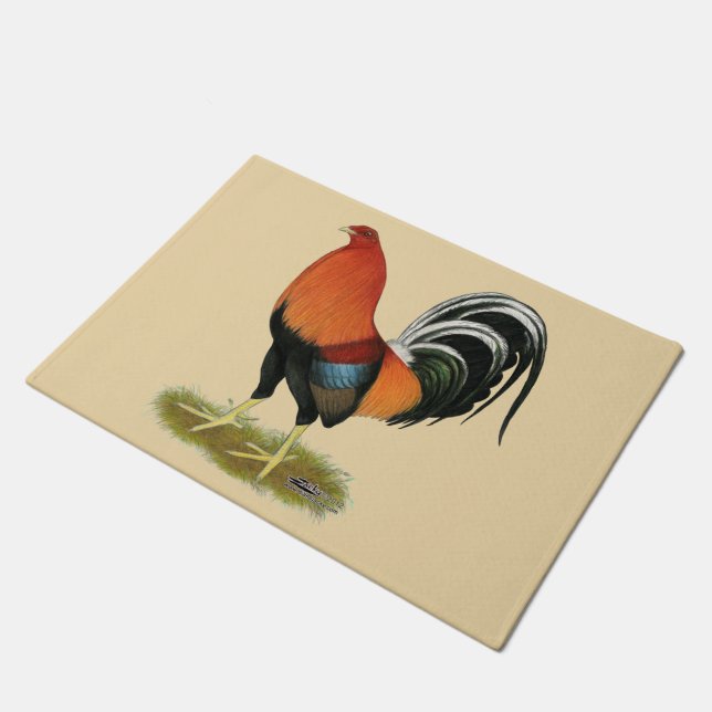 Gamecock Wheaten Rooster Doormat (Angled)