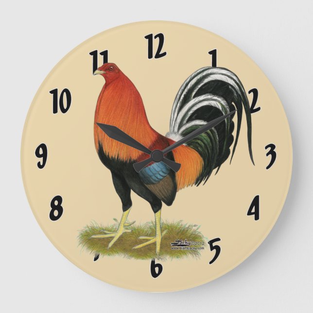 Gamecock Wheaten Rooster Large Clock (Front)