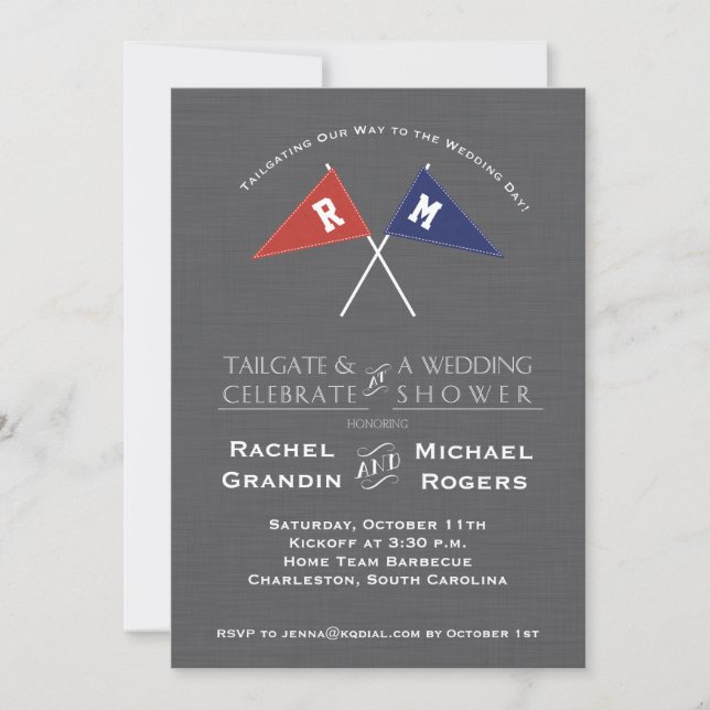 Gameday Football Team Pennants Shower Invitation (Front)