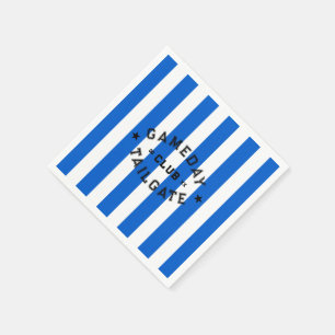 Gameday Tailgate Club Blue Stripe Custom Party Napkin