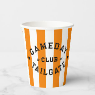 Gameday Tailgate Club Orange Stripe Custom Party Paper Cups