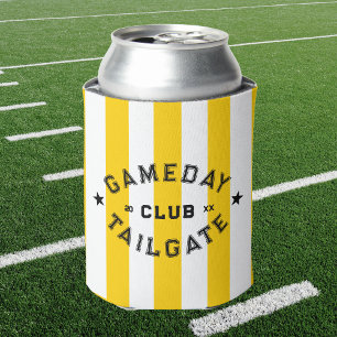 Gameday Tailgate Club Yellow Stripe Custom Party Can Cooler