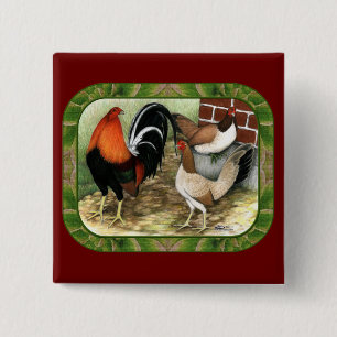 Gamefowl On the Farm 2 Inch Square Button