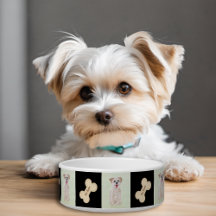 Gamelle pour chien Morkie avec os