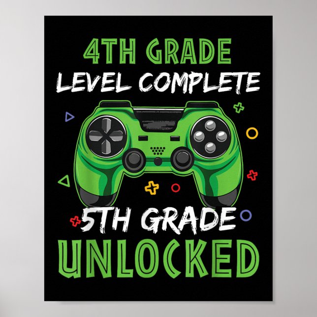 Gamepad 5th Grade Unlocked Gift For 4th Level Kids Poster (Front)