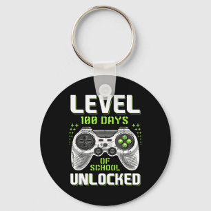 Gamer 100th Day Of School Level 100 Days Unlocked Keychain
