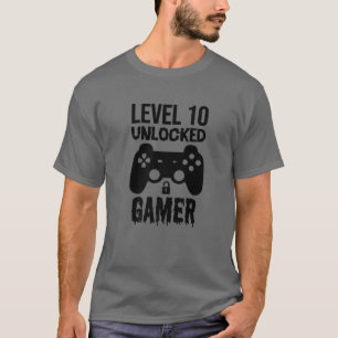 Gamer 10Th Birthday Funny Gift - Level 10 Unlocked T-Shirt