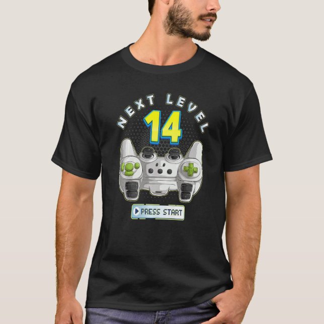Gamer 14th Birthday Next Level 14 Game Controller  T-Shirt (Front)