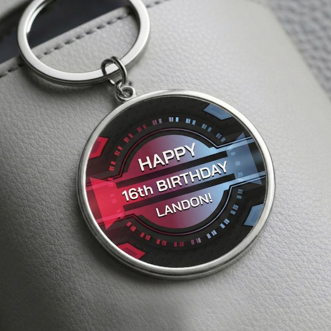 Gamer 16th Happy Birthday Keychain (Gamer 16th Happy Birthday New Driver keychain)