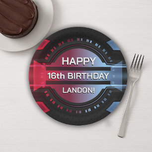 Gamer 16th Happy Birthday Paper Plate