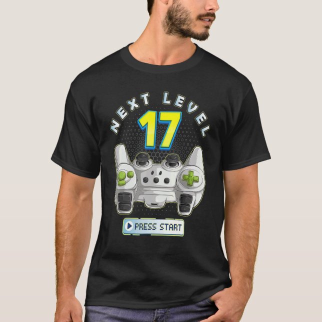 Gamer 17th Birthday Next Level 17 Game Controller  T-Shirt (Front)
