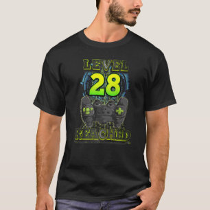Gamer 28th Birthday Level 28 Reached Gaming Men Wo T-Shirt