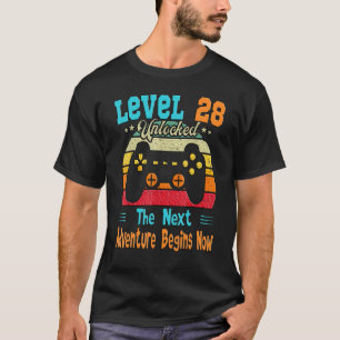 Gamer 28th Birthday Level 28 Unlocked Adventure T-Shirt