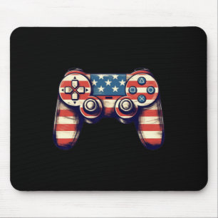 Gamer 4th Of July T Shirt Video Game Kids Boys Men Mouse Pad