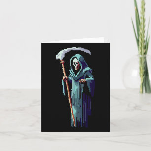 Gamer 8 Bit Pixel Art Video Game Grim Reaper Of De Card