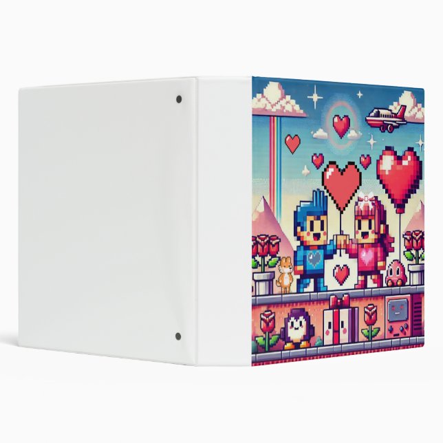 Gamer 8 bit Valentine's Day  Binder (Background)
