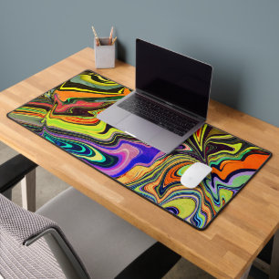 Gamer Abstract Playful Retro Wave Modern Desk Mat