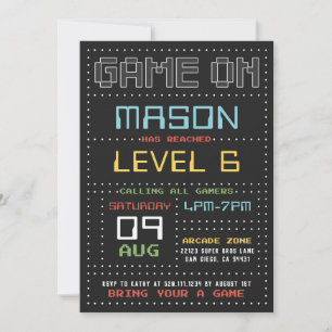 Gamer Arcade jeu vidéo Invitation fête d'anniversa