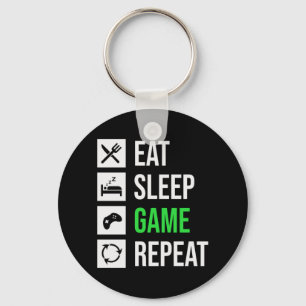 Gamer Art Eat Sleep Game Repeat Keychain