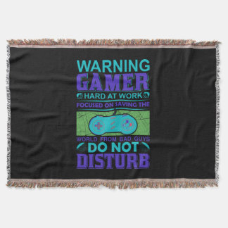 Gamer Art Gamer Hard At Work Throw Blanket
