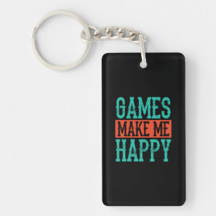 Gamer Art Games Make Me Happy Keychain