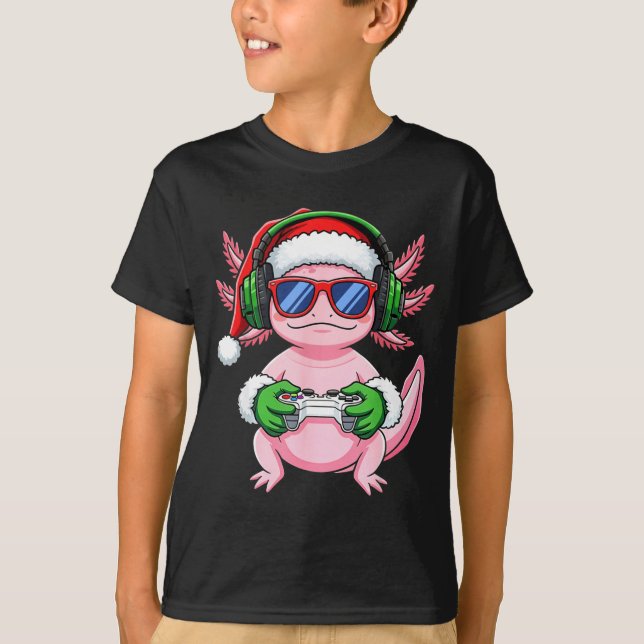 Gamer Axolotl Christmas Shirt Funny Video Game San (Front)