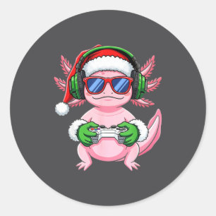 Gamer Axolotl Christmas Shirt Funny Video Game San Classic Round Sticker