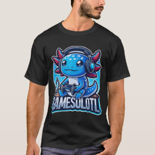 Gamer Axolotl Gameroloti — Cute Blue Axolotl Vid T-Shirt