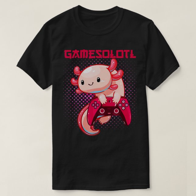 Gamer Axolotl Lover Cute Axolotl Gaming Video Game T-Shirt (Design Front)