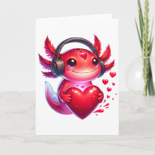Gamer Axolotl Valentine Video Games Boys Kids Funn Card