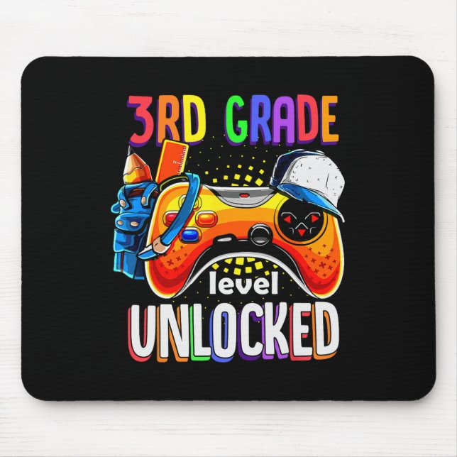 Gamer Back To School Gamepad 3rd Third Grade Level Mouse Pad (Front)