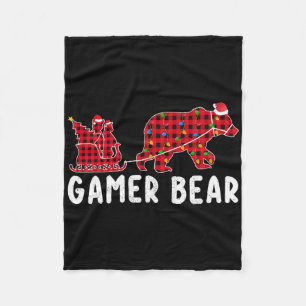 Gamer Bear Sleigh Christmas Family Matching Xmas P Fleece Blanket