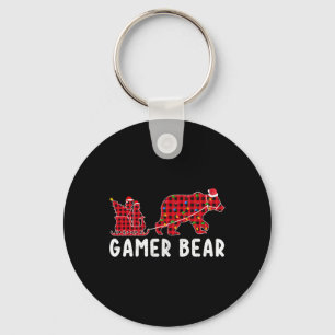 Gamer Bear Sleigh Christmas Family Matching Xmas P Keychain