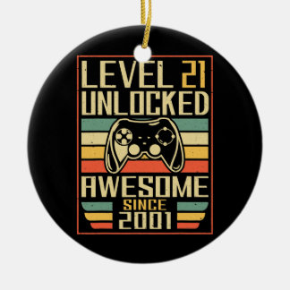 Gamer Birthday 21 Men Women Gaming Awesome Since Ceramic Ornament