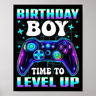 Gamer Birthday Boy Controller Time To Level Up For Poster