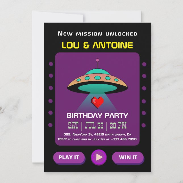 Gamer Birthday Invitation (Devant)