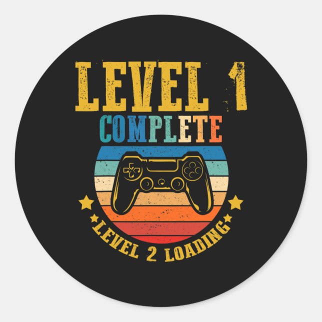 Gamer Birthday Level 1 Complete Level 2 Loading An Classic Round Sticker (Front)