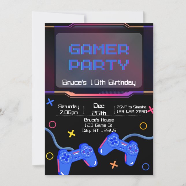 Gamer Birthday Party Invitation (Front)