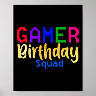 Gamer Birthday Squad Party Happy B-day Video Game  Poster