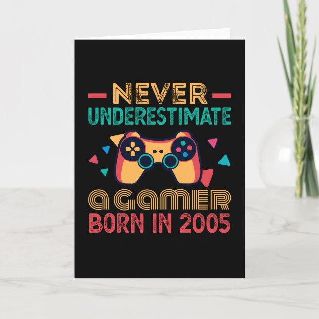 Gamer Born in 2005 Birthday Gaming Gift Retro Card (Front)