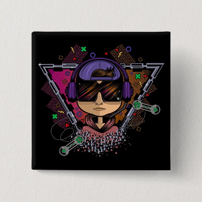 Gamer Boy 2 Inch Square Button (Front)