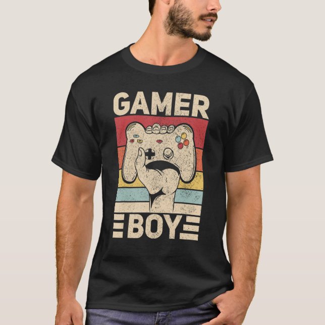 Gamer Boy Gaming Apparel Retro Video Game Outfit T T-Shirt (Front)
