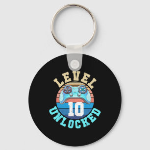 Gamer Boy Level 10 Unlocked Video Game 10th Birthd Keychain