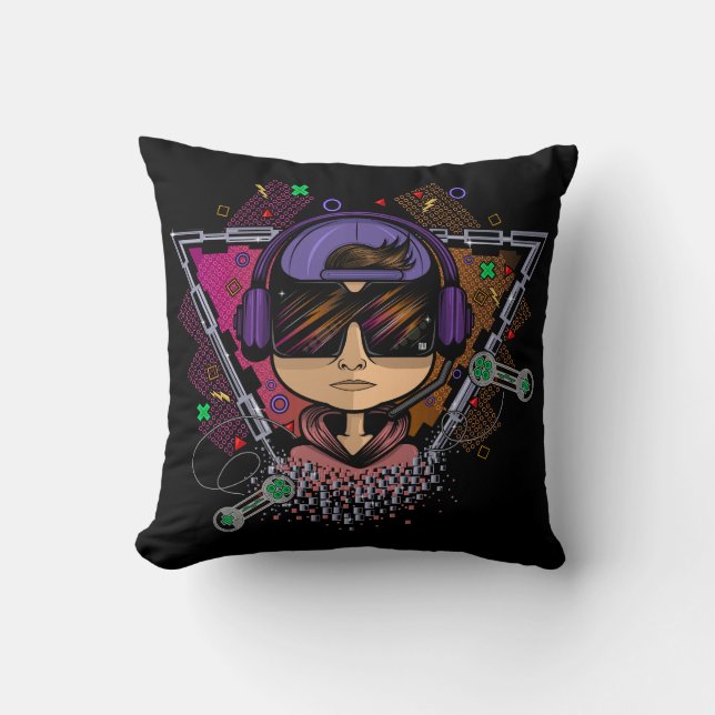 Gamer Boy Throw Pillow (Front)