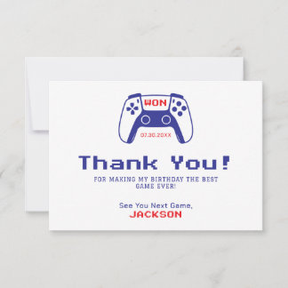 Gamer Boys Gaming Birthday Party Thank You Card