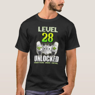 Gamer Boys Girls 28th Birthday Level 28 Unlocked 2 T-Shirt