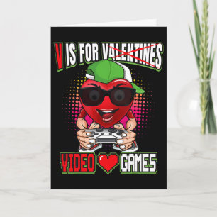 Gamer Boys Teen Valentines Day V Is For Video Game Card