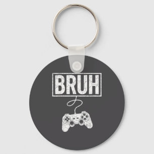 Gamer Bruh Meme Retro Video Game Funny Gaming Men Keychain
